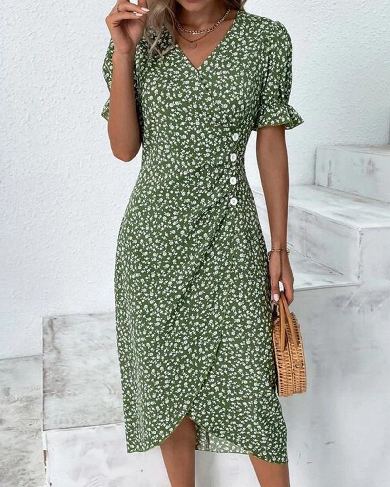 Sierra | Kleid mit kurzen Ärmeln und Blumenmuster