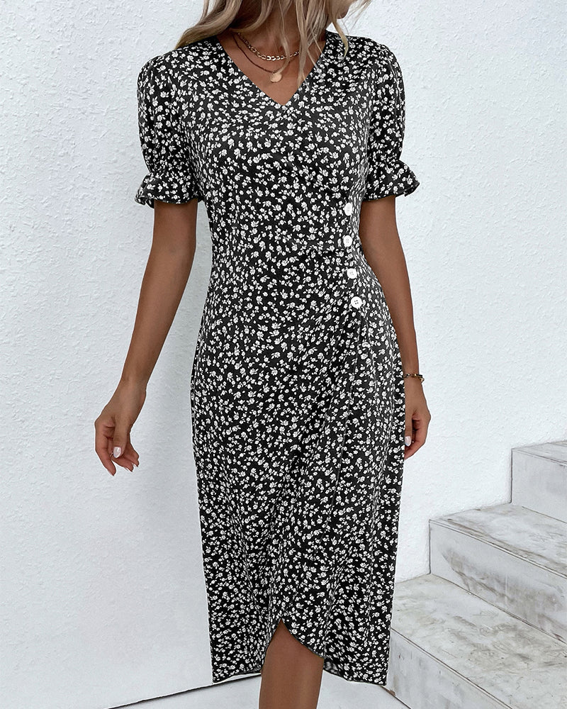 Sierra | Kleid mit kurzen Ärmeln und Blumenmuster