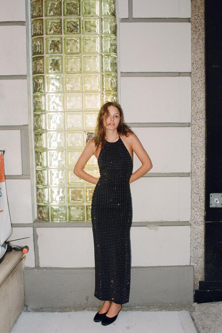 Halter | Elegantes Kleid mit Strasssteinen