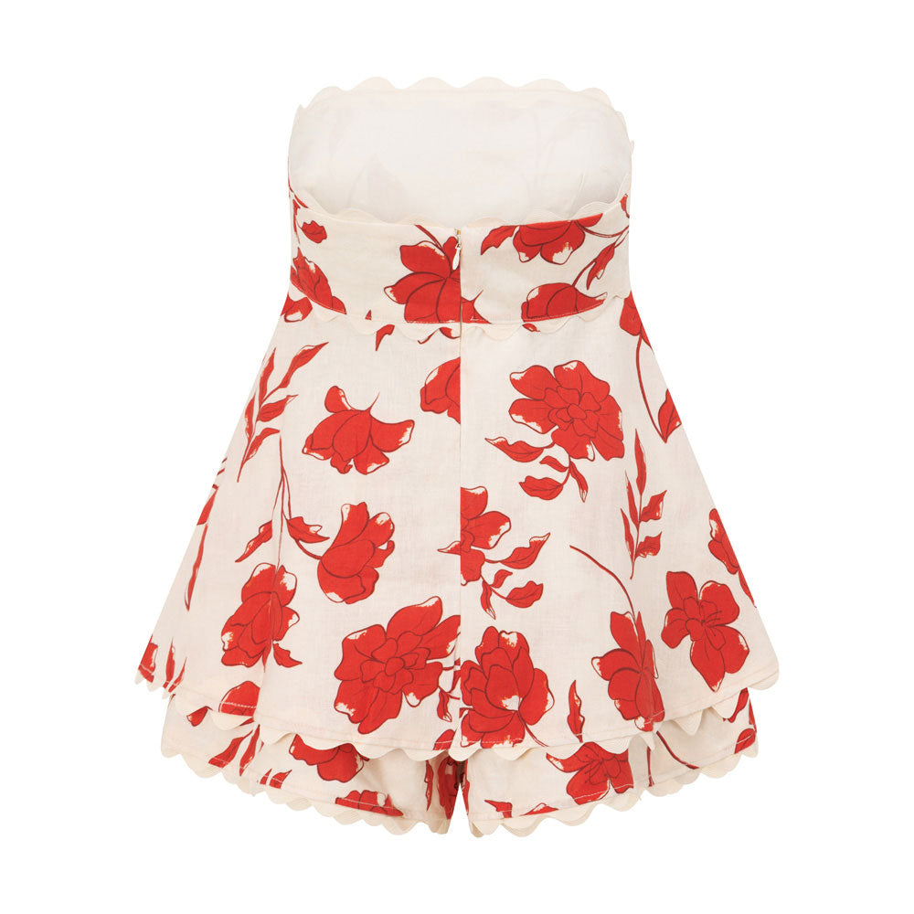Rosella | Zweiteiliges Set mit Blumenmuster, Rüschentop und Shorts mit elastischer Taille und welligem Saum