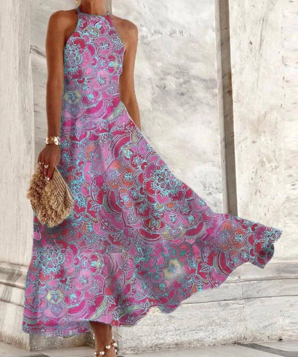 Miriam | Damenkleid, ärmellos, mit Halterkragen und Vintage-Muster