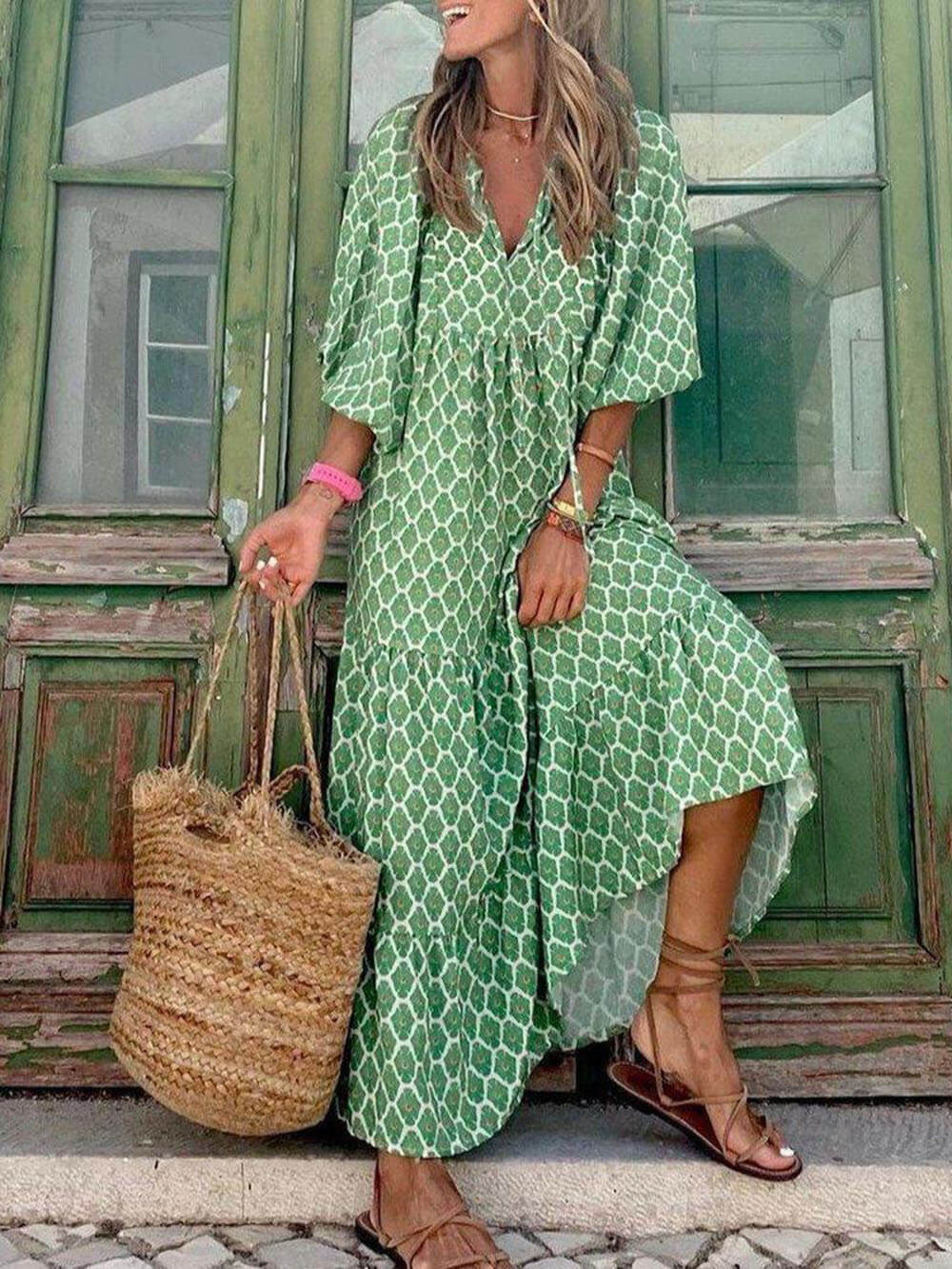 Aeryl | Boho-Maxikleid mit Print