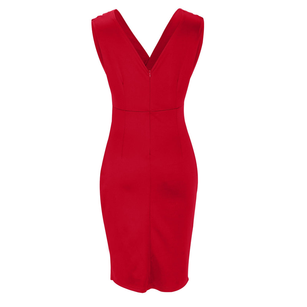 Estelle | Eng anliegendes Kleid mit V-Ausschnitt und Schlitz