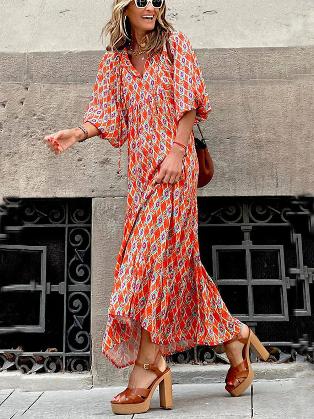Aeryl | Boho-Maxikleid mit Print