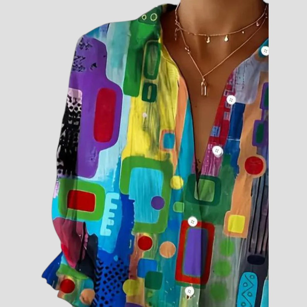VanDeZaar | Edna | Elegante Bluse mit geometrischem Muster