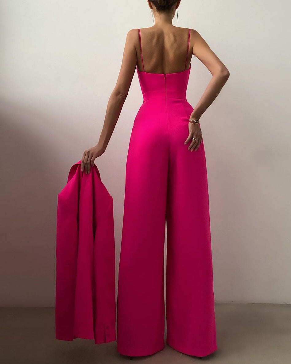 Rebecca | Overall mit geradem Bein, hoher Taille und feinen Trägern