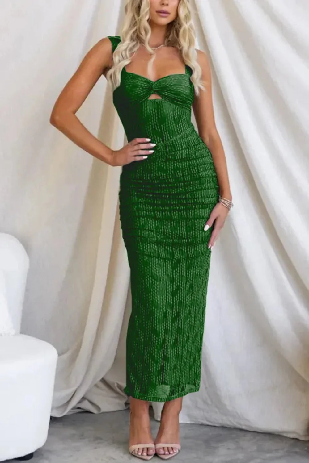 Veronica | Maxikleid aus gerafftem Mesh zur Betonung der Figur