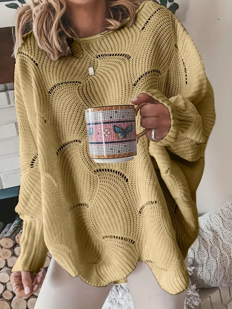 Adrianna | Einfarbiger Strickpullover mit Ausschnitten