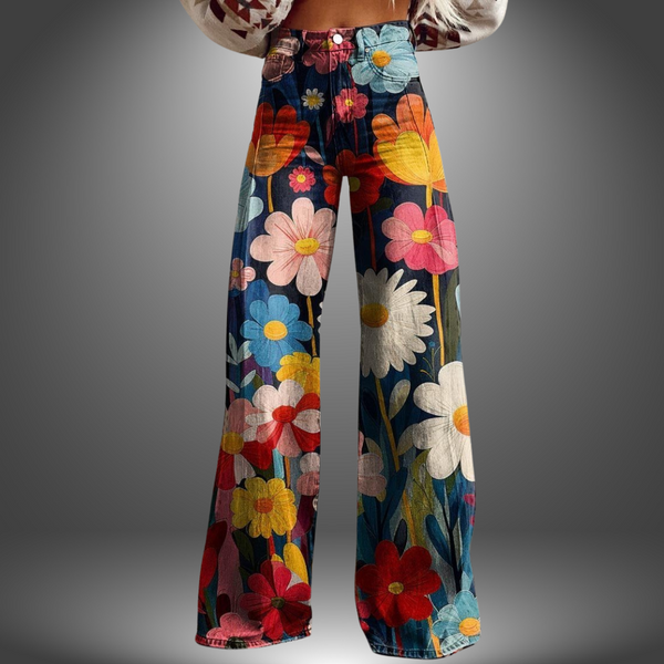 Olivia | Premium Hose mit Blumenmuster