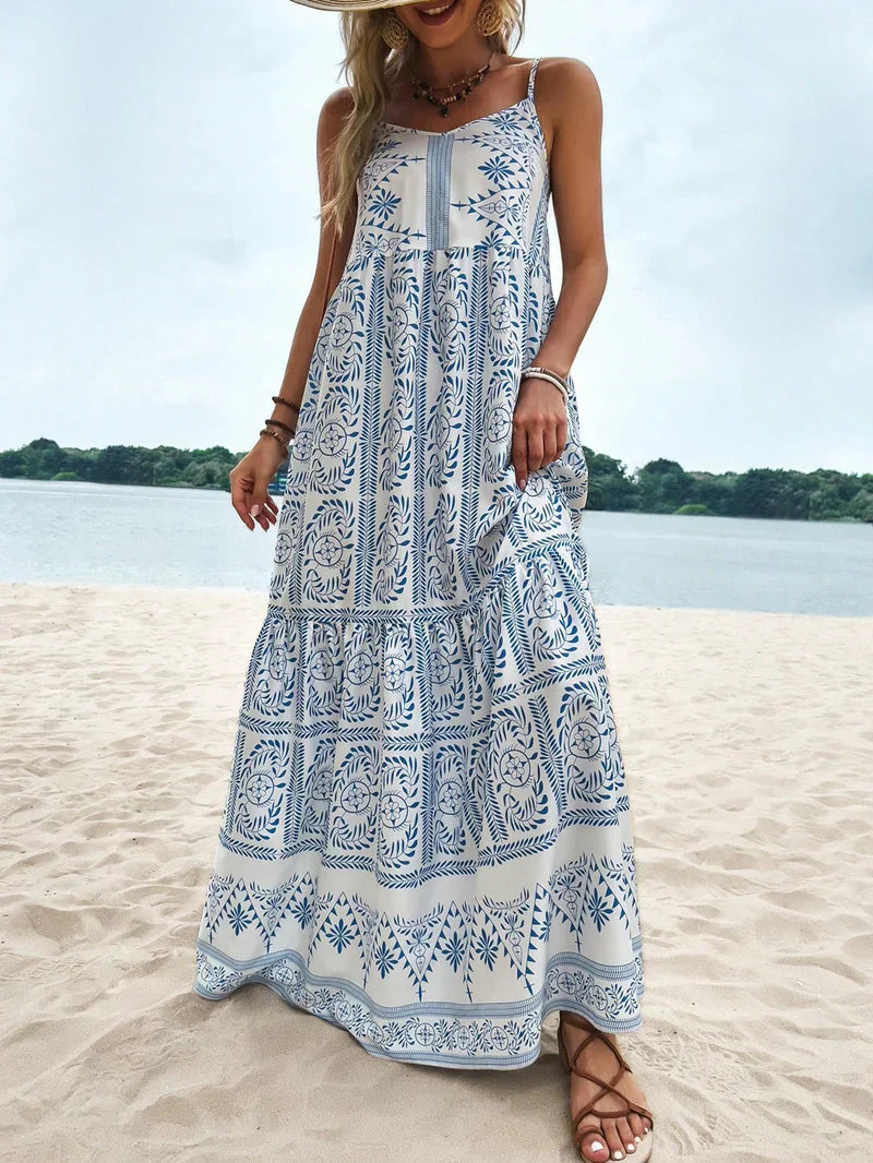Tropisches Flair: Damen-Cami-Kleid mit Volantsaum und Blumenmuster
