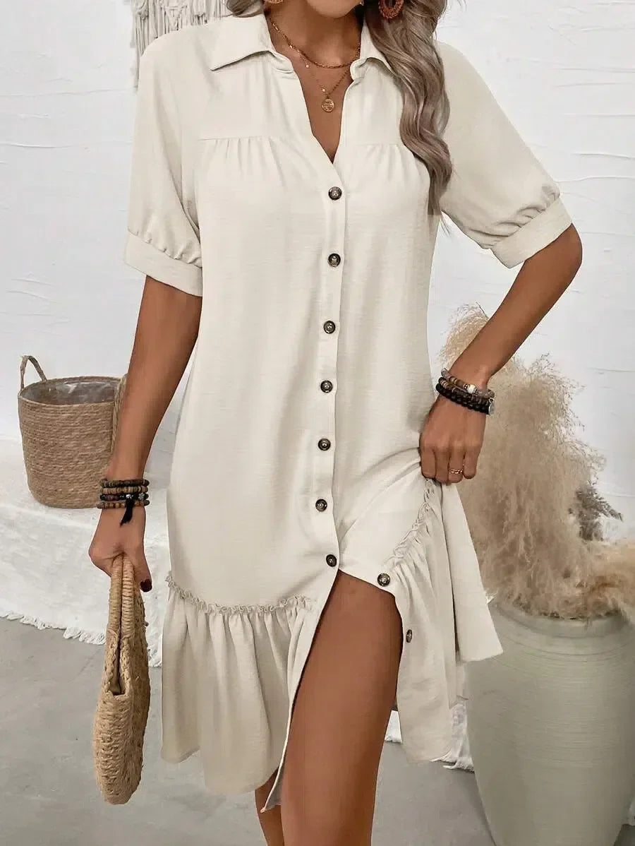 Victoria | Lässiges Button-Kleid mit Stufensaum