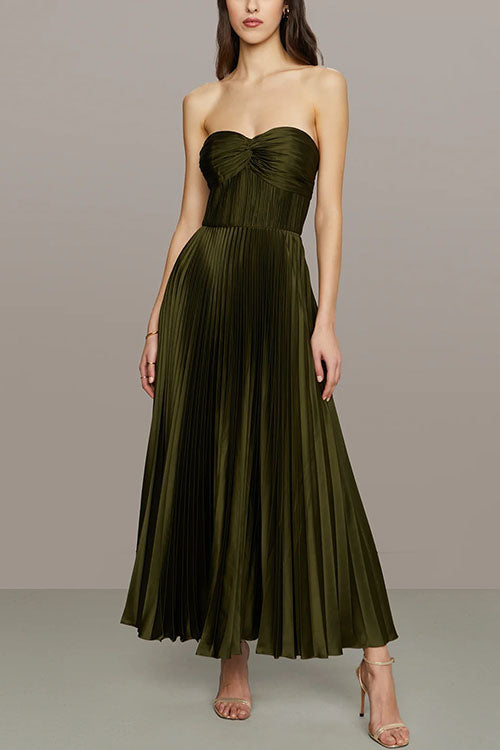 Elarine | Strapless Pleated Maxi Dress