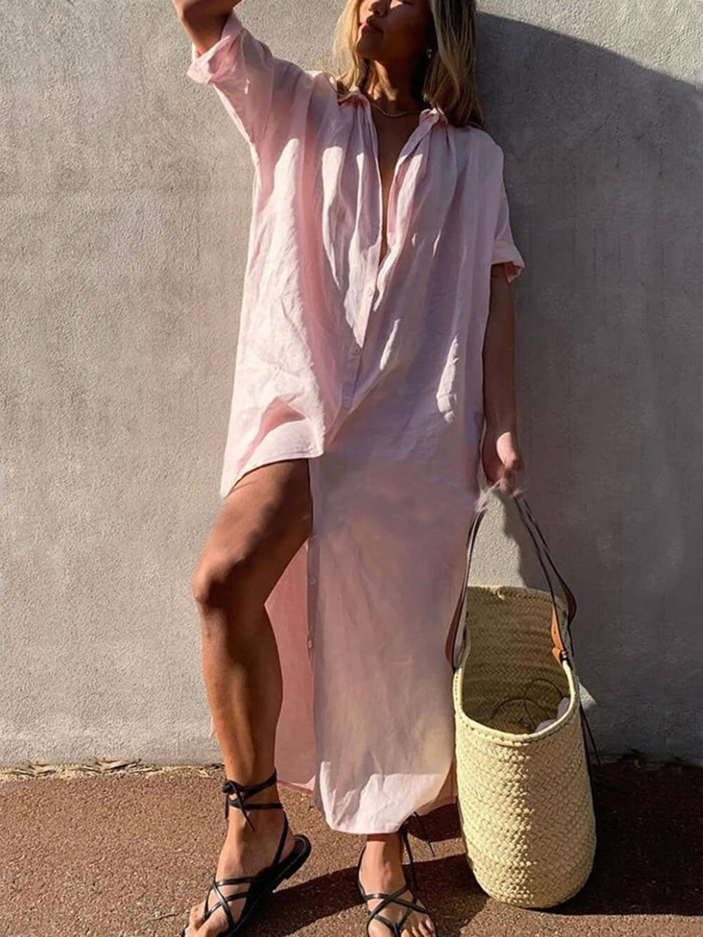 Jillian | Lockeres Hemd-Maxikleid
