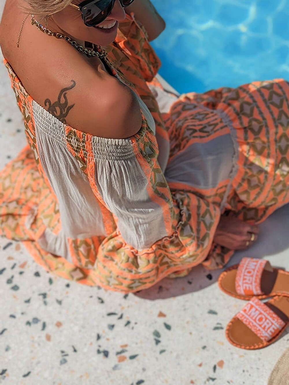 Joyce | Boho Mini-Kleid mit Carmenausschnitt