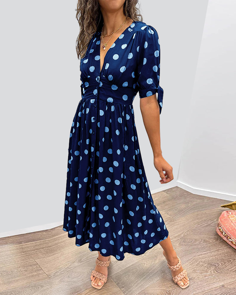 Dalina | Geknöpftes Midi mit Polka-Charme