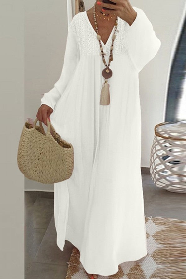 Janet lässiges Maxikleid mit Spitzendetails