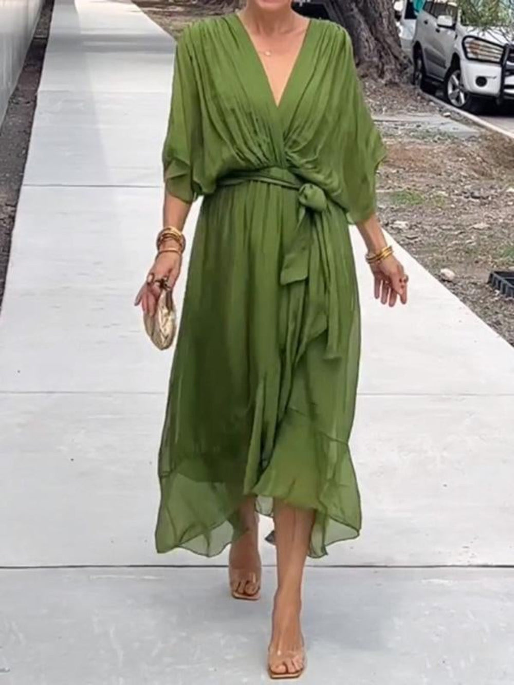 Taylor | Stilvolles und elegantes Chiffonkleid mit V-Ausschnitt