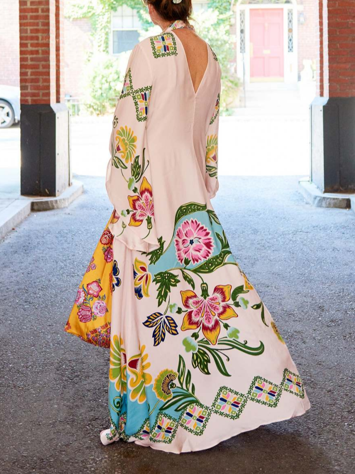 Eileen | Florales Maxikleid mit langen Ärmeln
