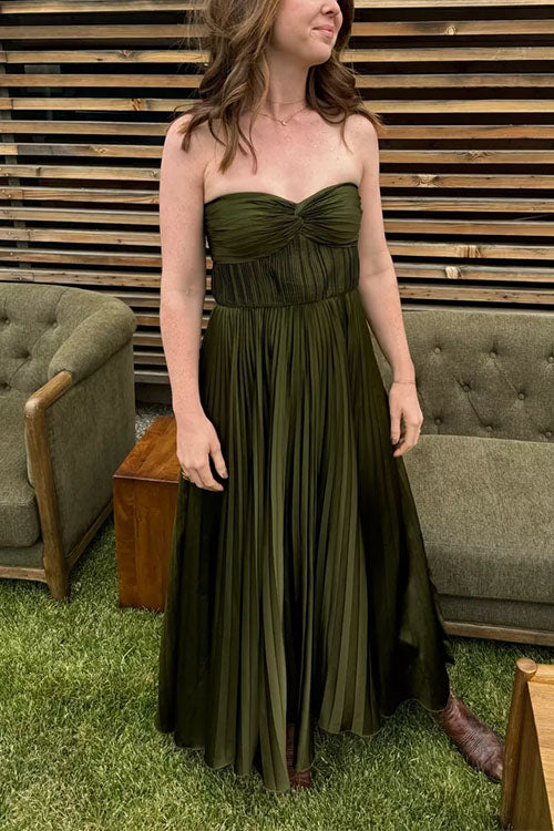 Elarine | Strapless Pleated Maxi Dress