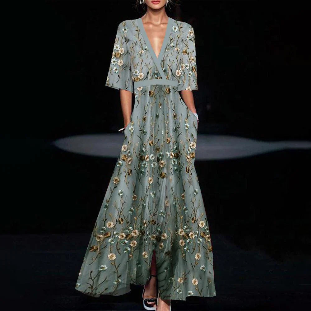 Helena | Kleid mit halblangen Ärmeln und Blumenmuster
