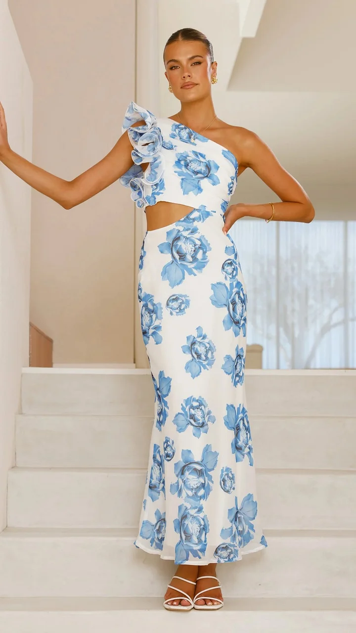 Rosa trägerloses Kleid mit Rüschen