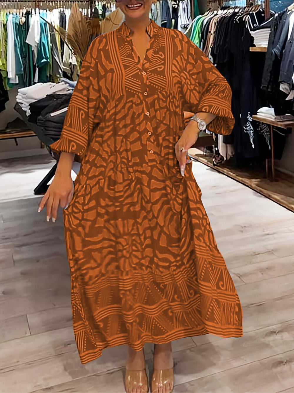 Mira | Gedrucktes Kleid mit V-Ausschnitt