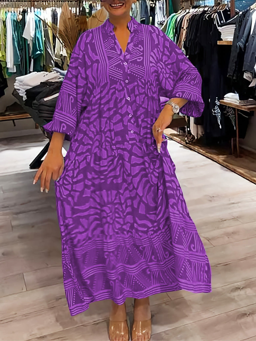 Mira | Gedrucktes Kleid mit V-Ausschnitt