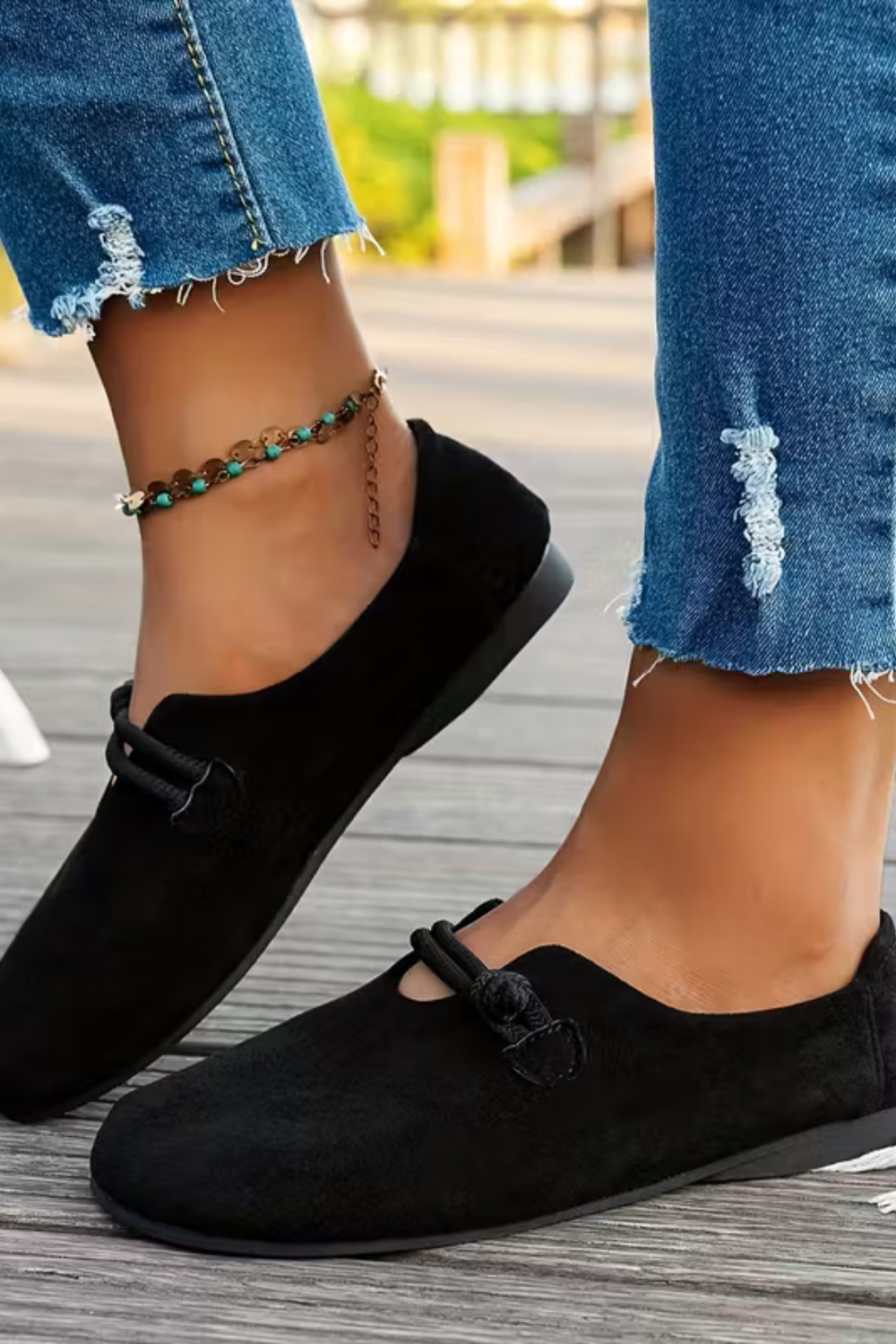 Marjorie Bequeme Slip-On Schuhe | Schwarz