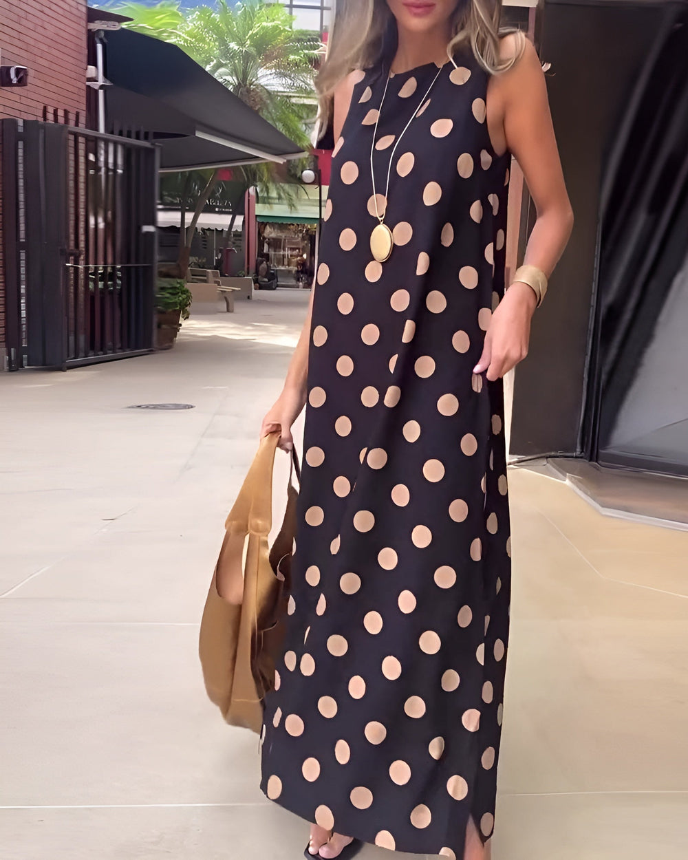 Roxane | Maxikleid mit Schlitz und Punkten