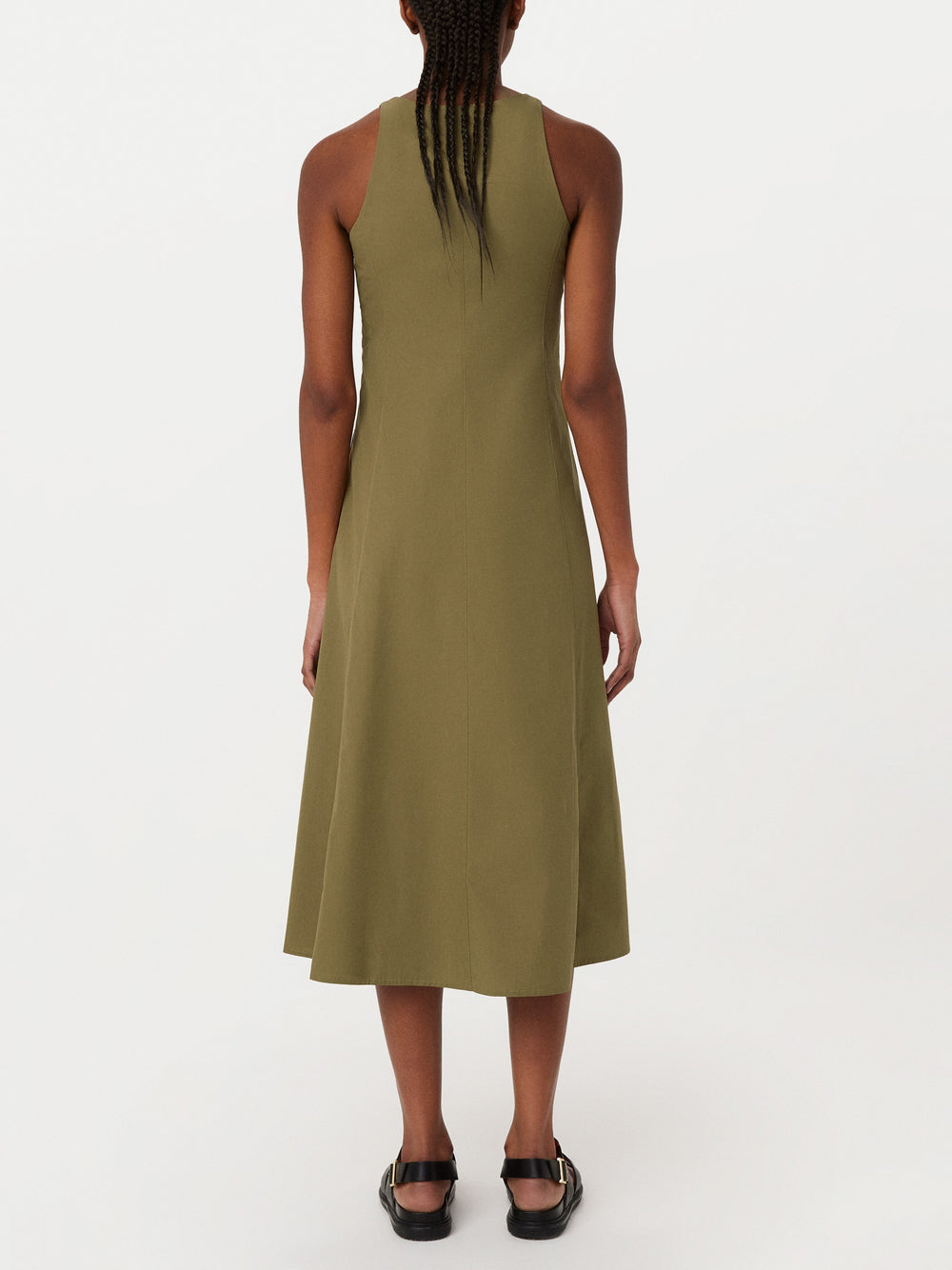 Benny | Bustier-Popeline-Maxikleid in Braun-Grün