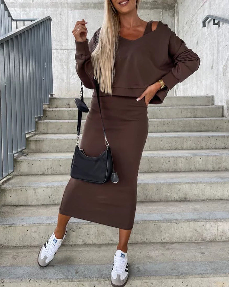 Trinidad | Lagenkleid mit Kapuze und Kurzem Hoodie
