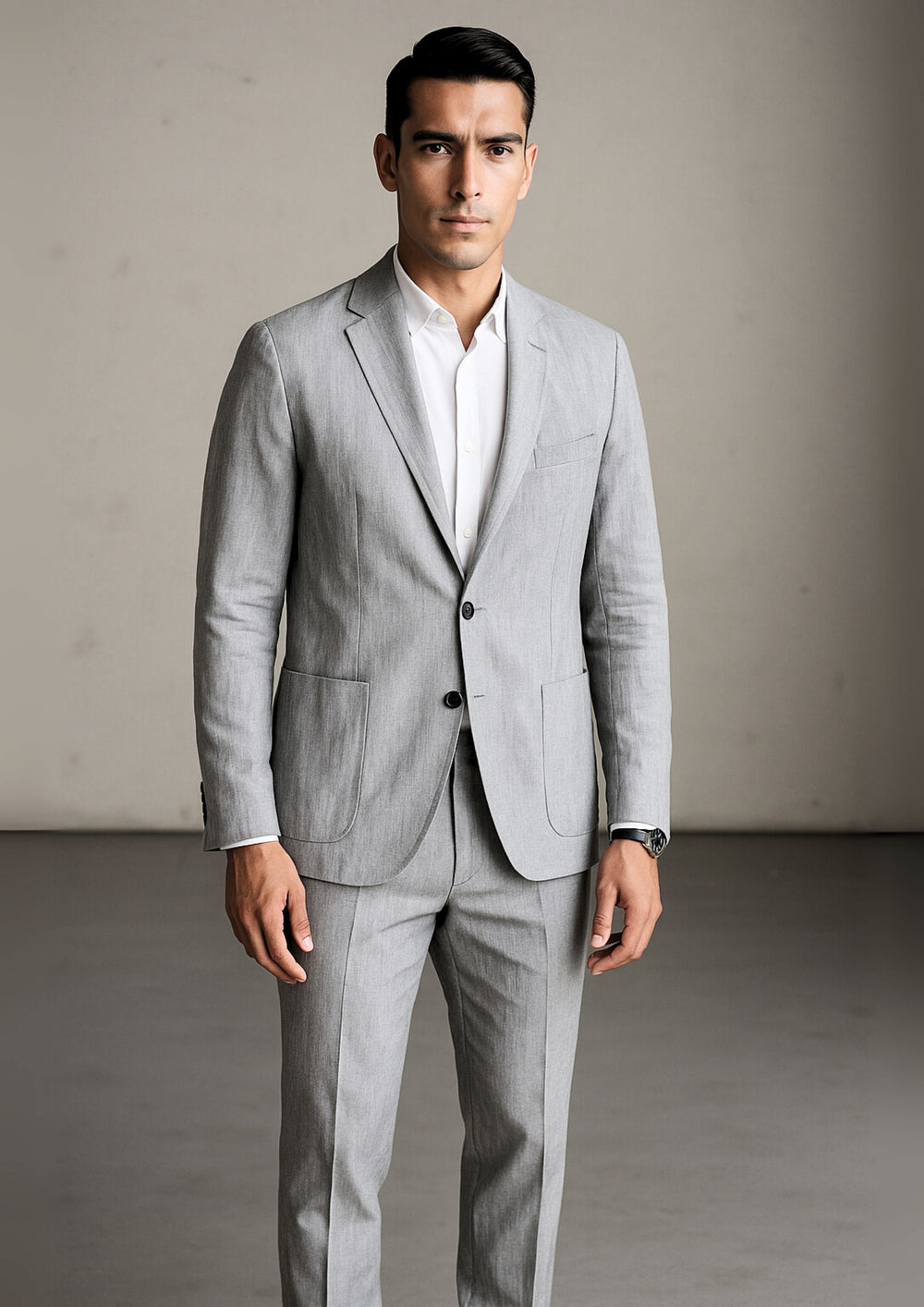 Zephyr Elegantes Leinen-Set für Herren | Grau