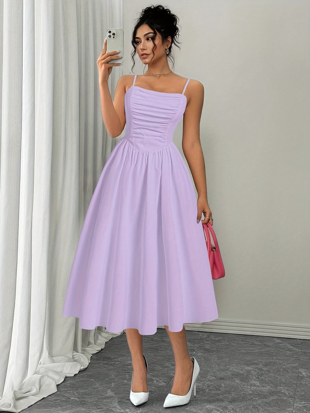 Valencia gerafftes schulterfreies Kleid