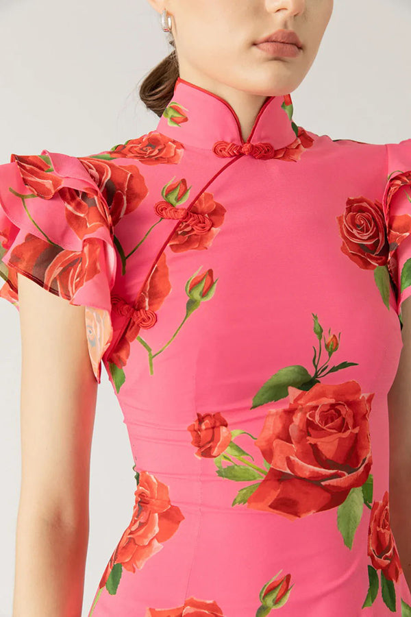 Lenia | Modernes Kleid mit Stehkragen und ausgestellten Ärmeln