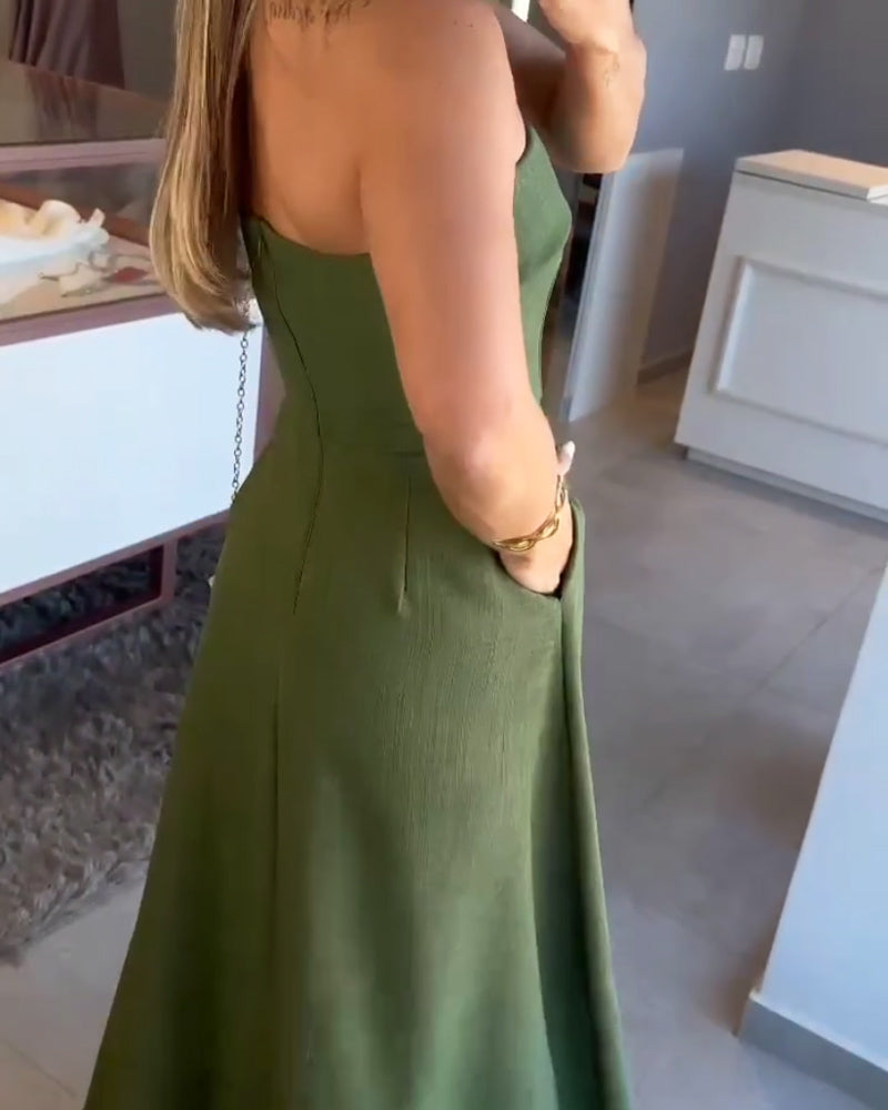 Annie | Elegantes schulterfreies Midikleid