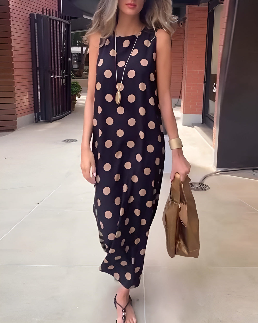 Roxane | Maxikleid mit Schlitz und Punkten