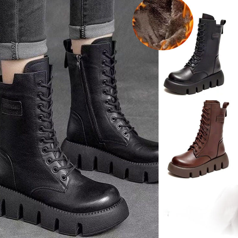 Lena | Dicke Sohle Seitlicher Reißverschluss Damenstiefel