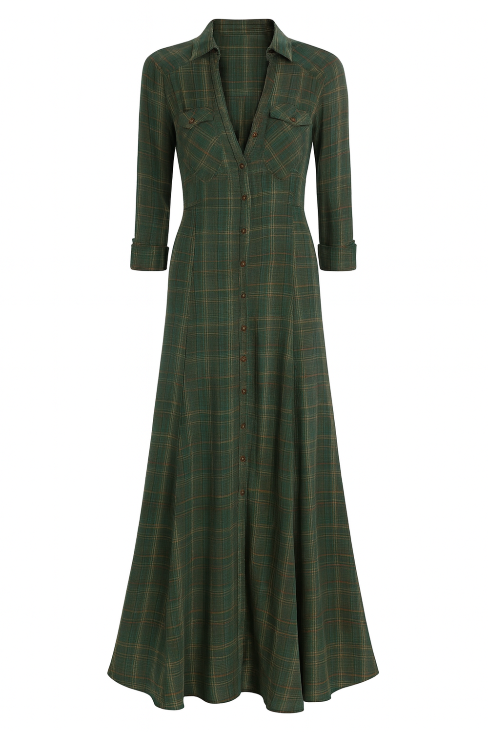 Solene | Karierte Maxi-Hemdkleid