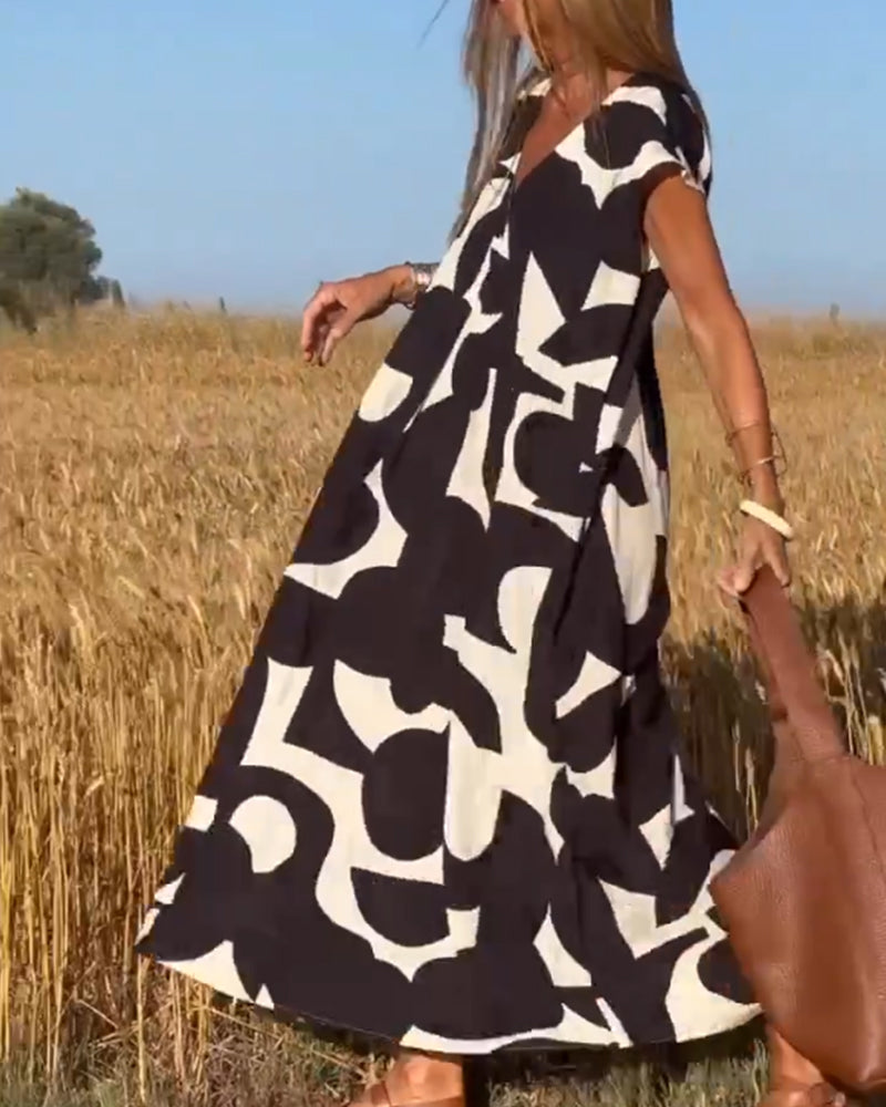 Sophia | Kleid mit Print und V-Ausschnitt