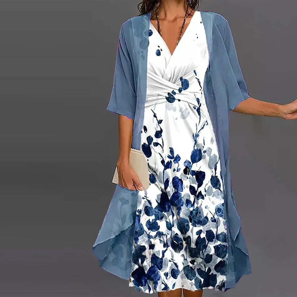 Alba | Floral Zweiteiliges Midikleid