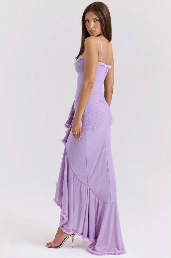 Leah | Maxikleid mit Rüschen und Schlitz