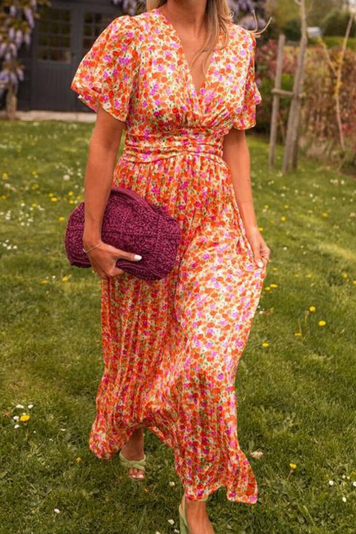 Sandra Elegantes Maxikleid mit V-Ausschnitt