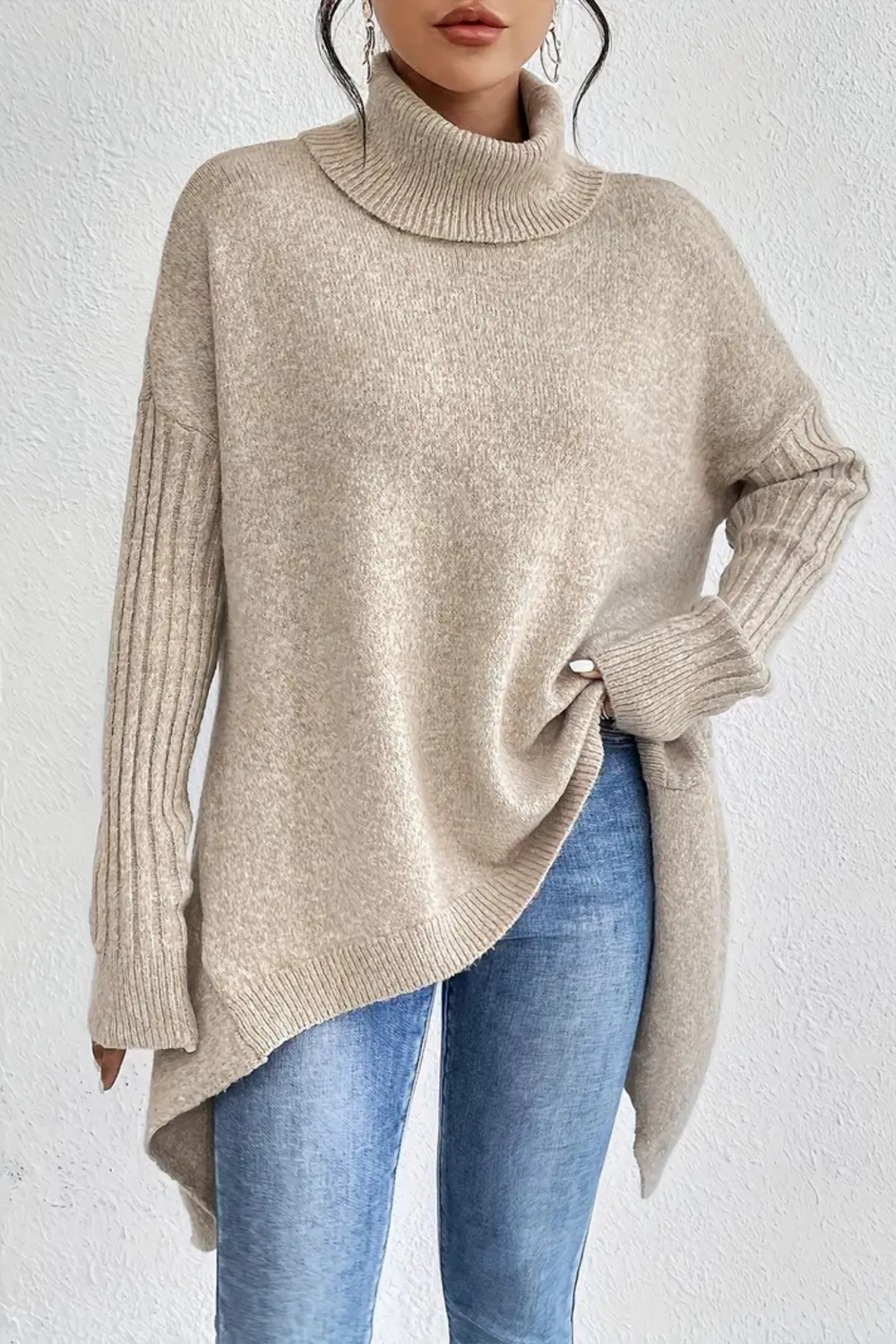 Bridgette | Langer Rollkragenpullover