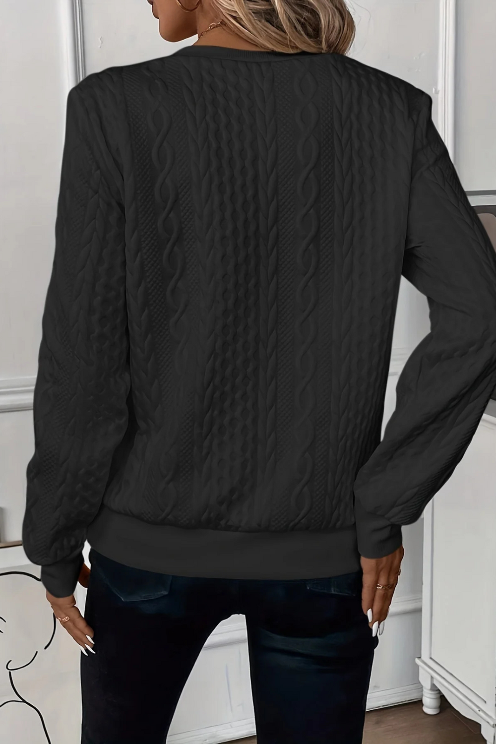 Melanie Vielseitiger Herbstpullover | Schwarz