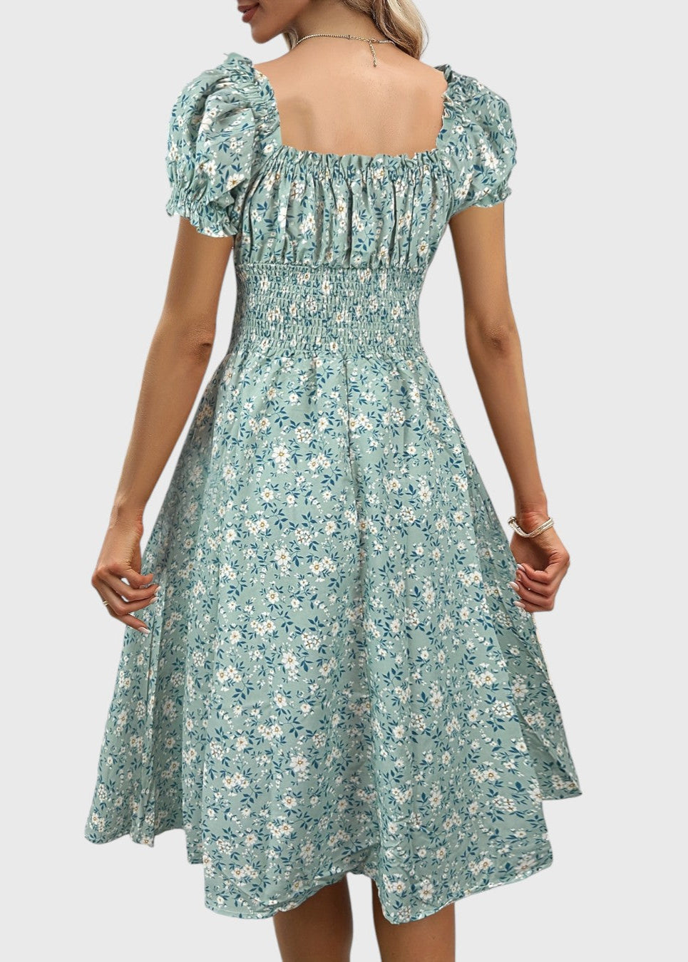 Nancy | Blumiges Midikleid mit Puffärmeln