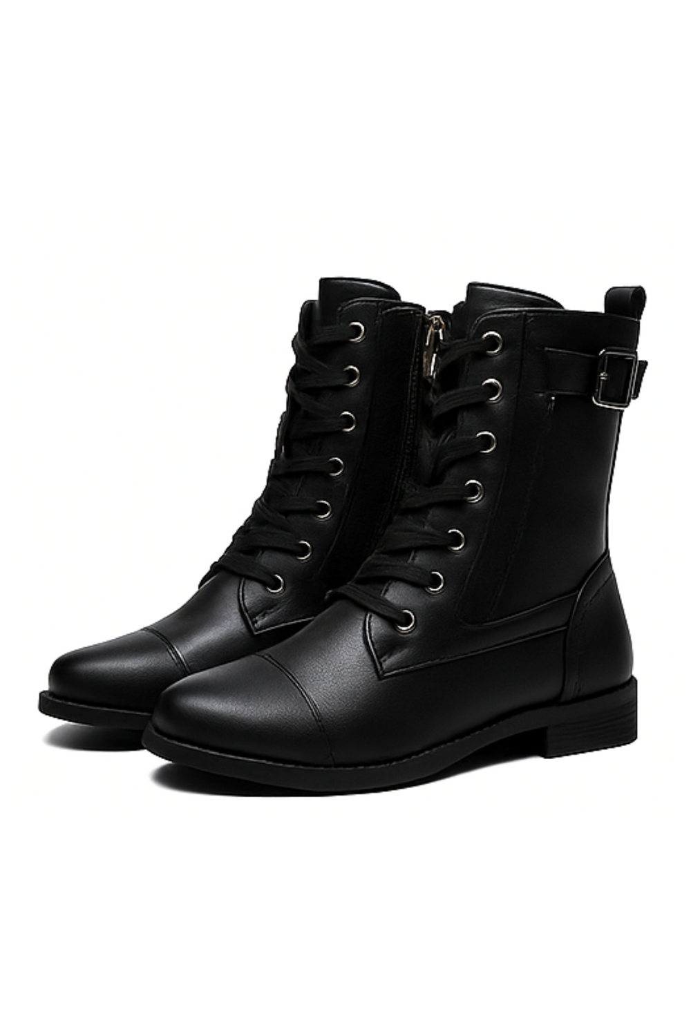 Miya Lederstiefel mit Reißverschluss | Schwarz