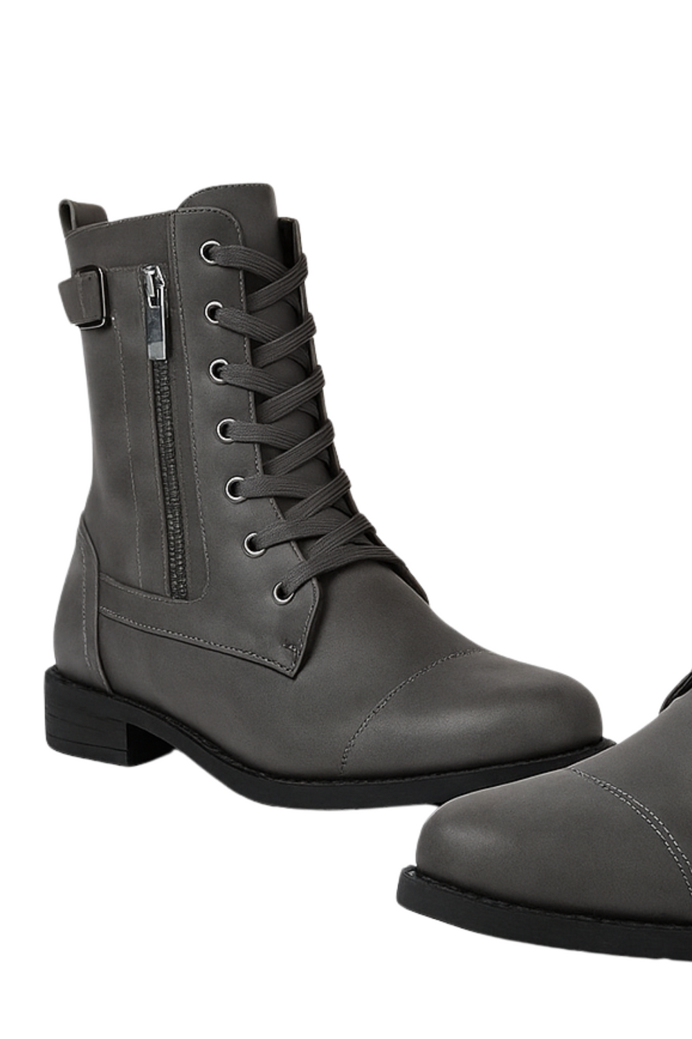 Miya Lederstiefel mit Reißverschluss | Grau