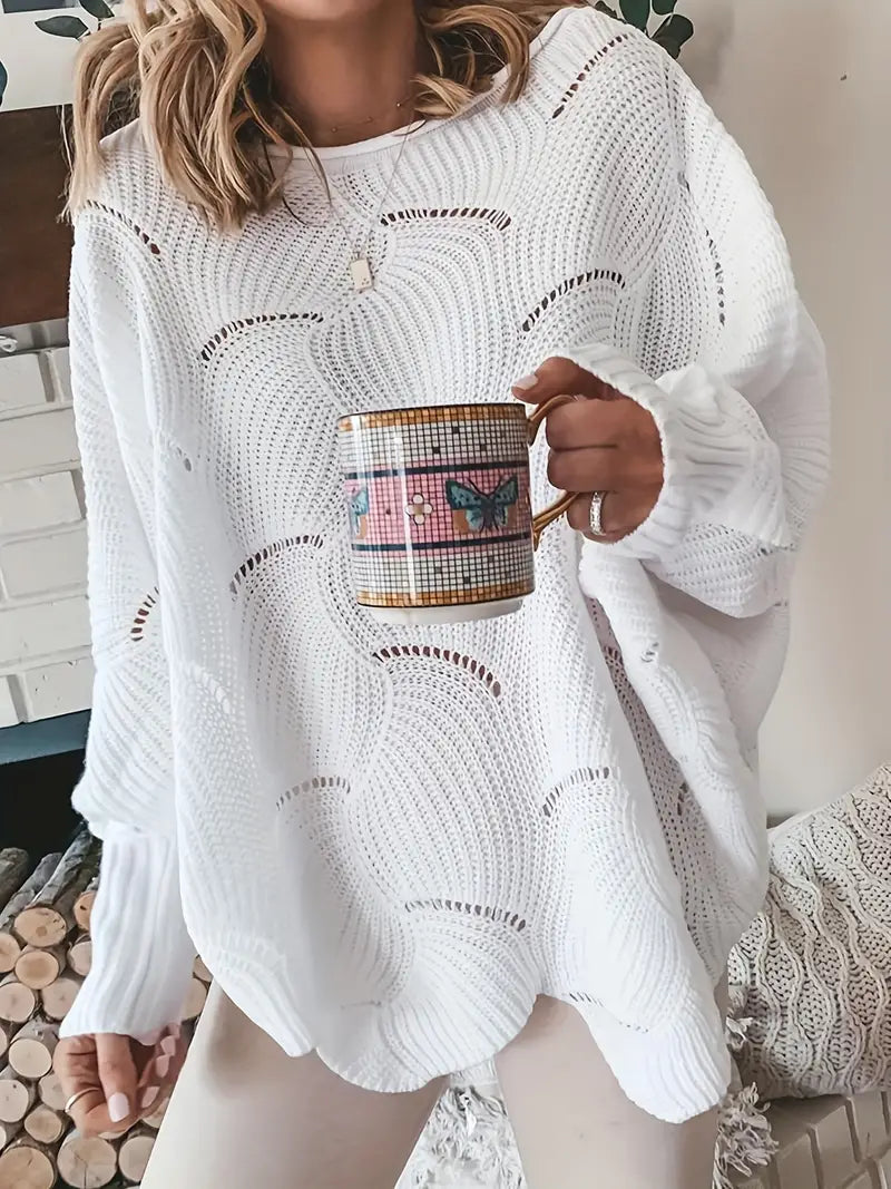 Adrianna | Einfarbiger Strickpullover mit Ausschnitten