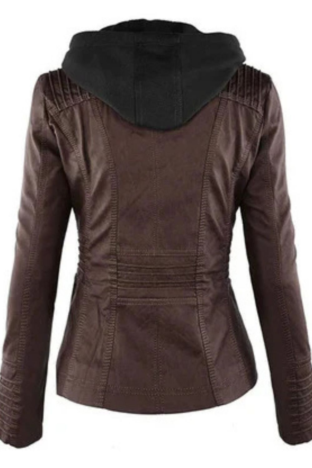 Eva Wetterfeste Damen-Lederjacke mit Kapuze | Braun