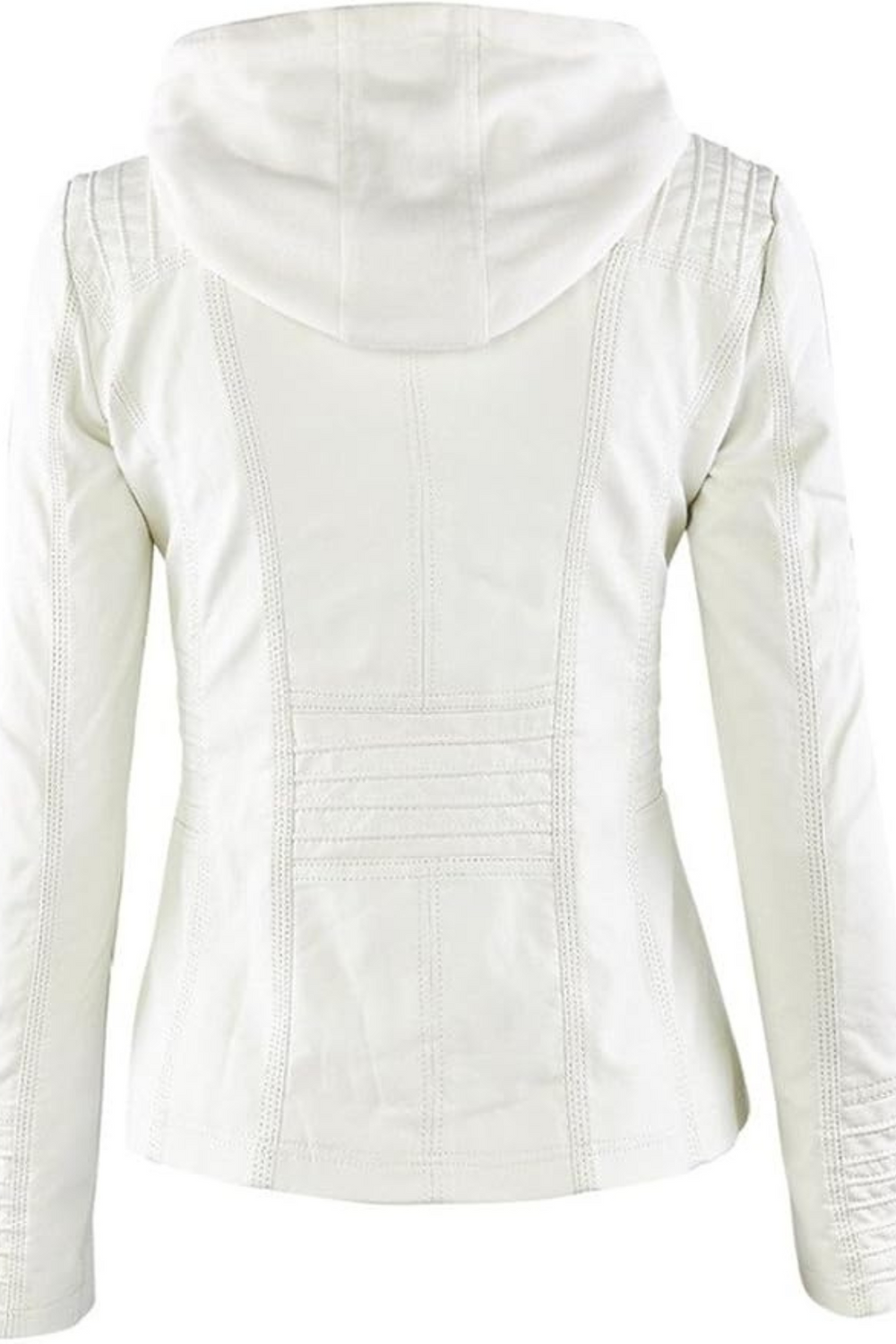 Eva Wetterfeste Damen-Lederjacke mit Kapuze | Weiß